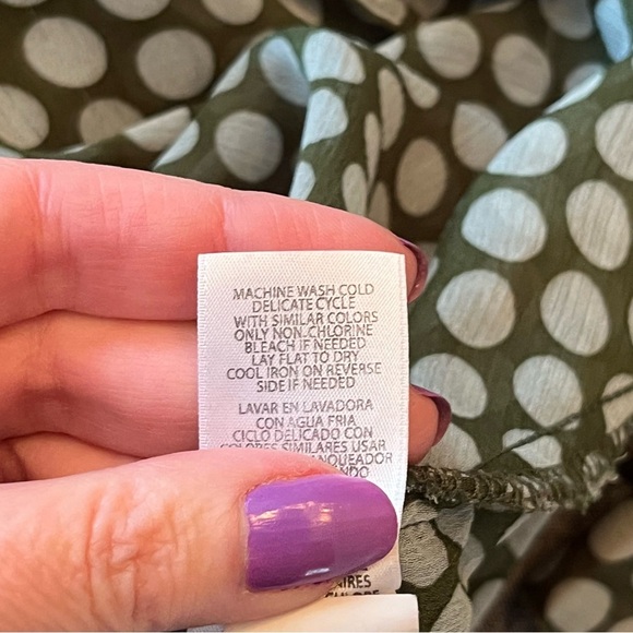 KUT from the Kloth Women's Size L Green Polka Dot Surplice V-Neck Blouse Top - Picture 7 of 10